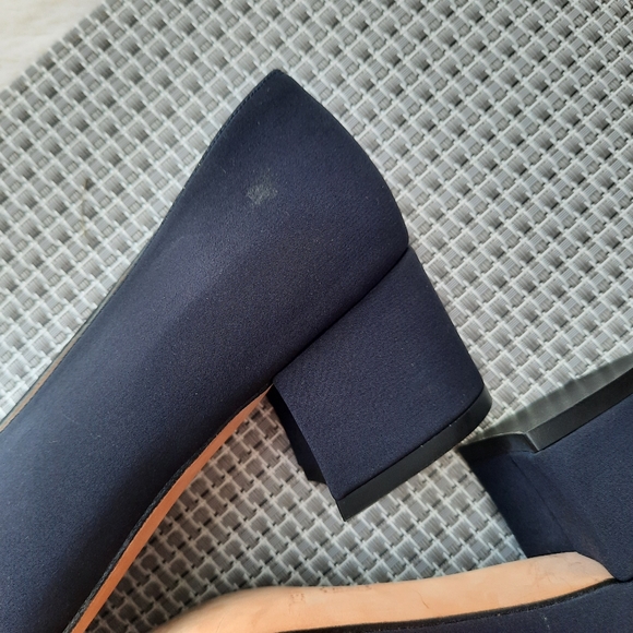 Vintage 90's Talbots Satin Slipper Bow Pumps Chunky Heels Deadstock NEW - Picture 9 of 10